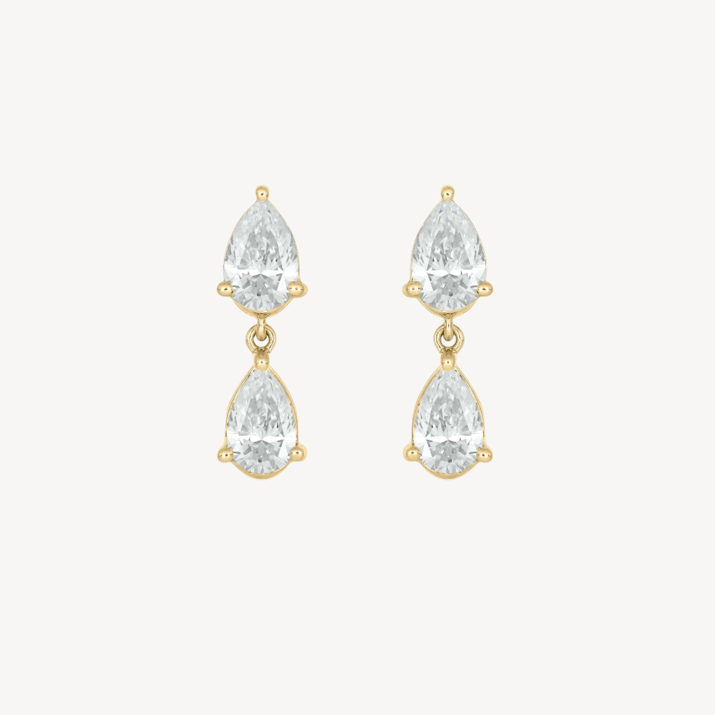 Pear-pear Dangle Studs