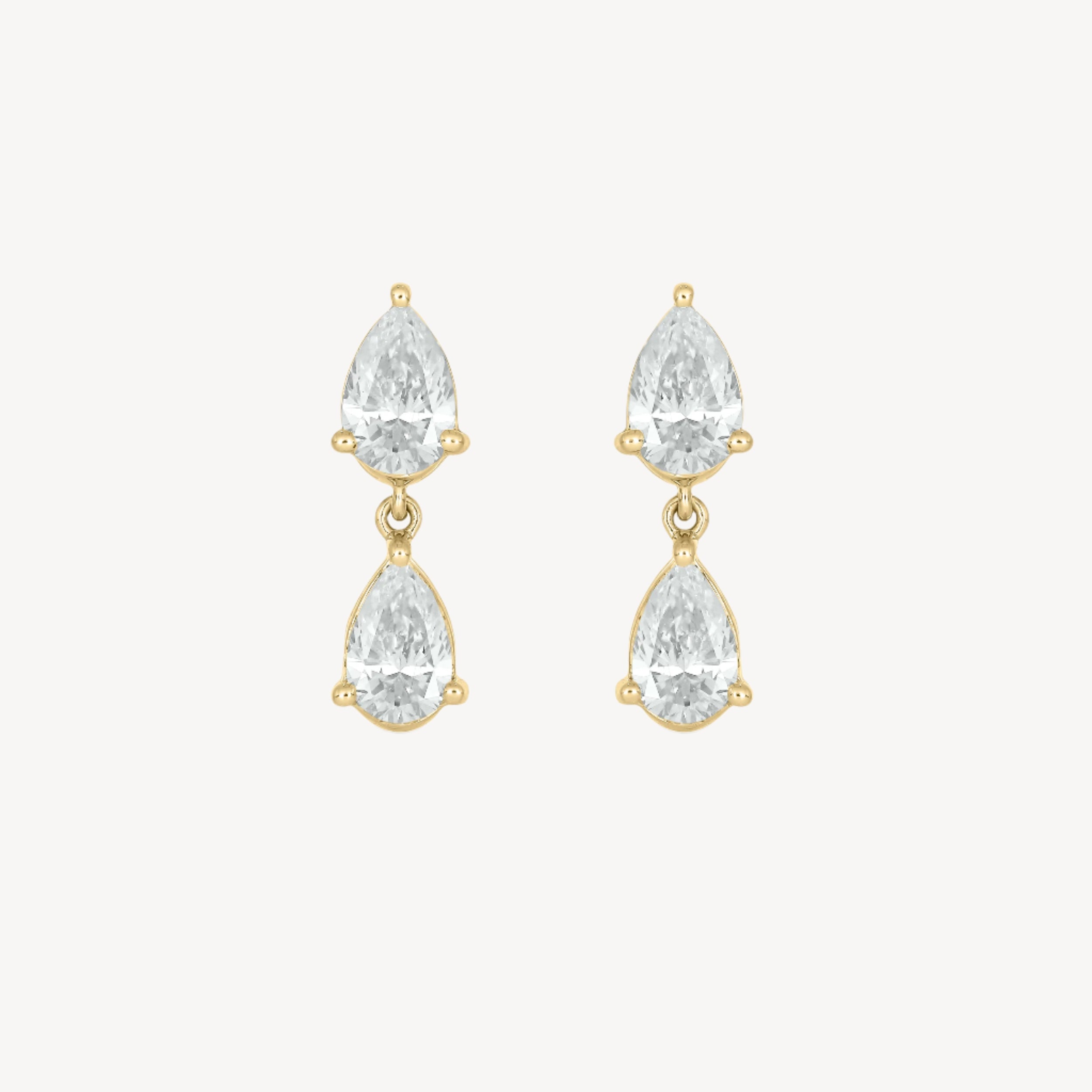 Pear-pear Dangle Studs