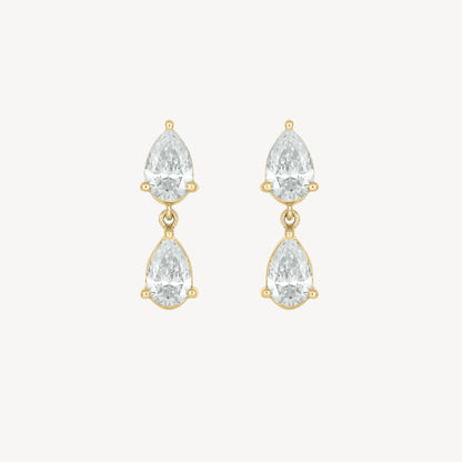 Pear-pear Dangle Studs