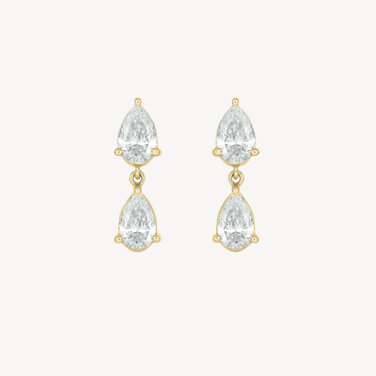 Pear-pear Dangle Studs