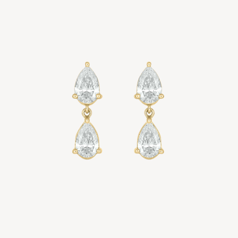Pear-pear Dangle Studs