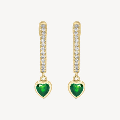 Pave Heartstone Hoops