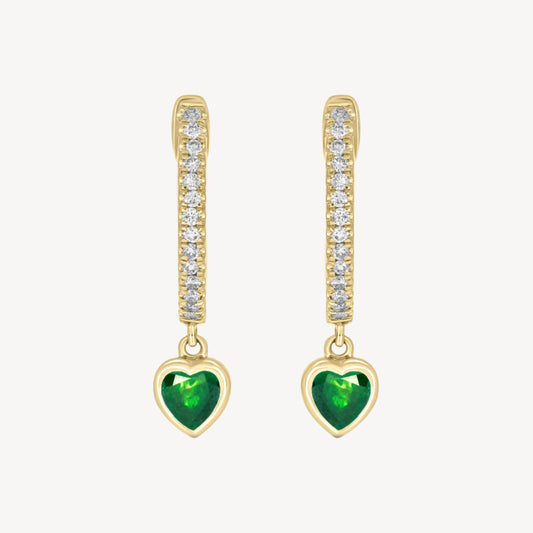 Pave Heartstone Hoops