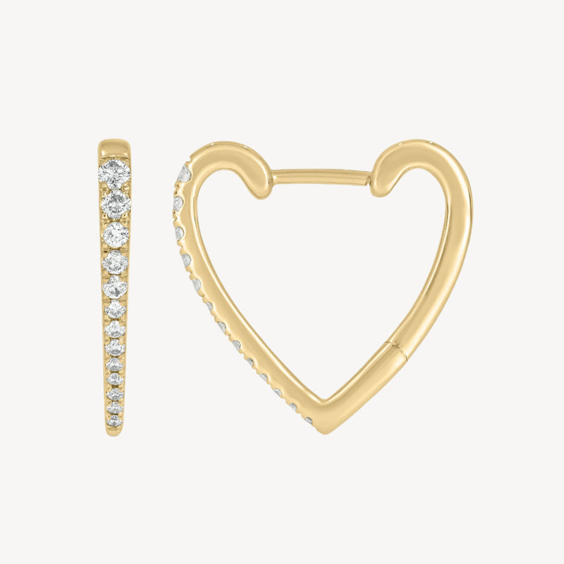 Pave Heart Hoops