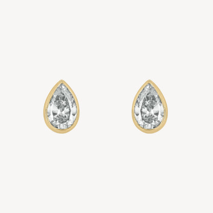 0.39 Pear Bezel Studs