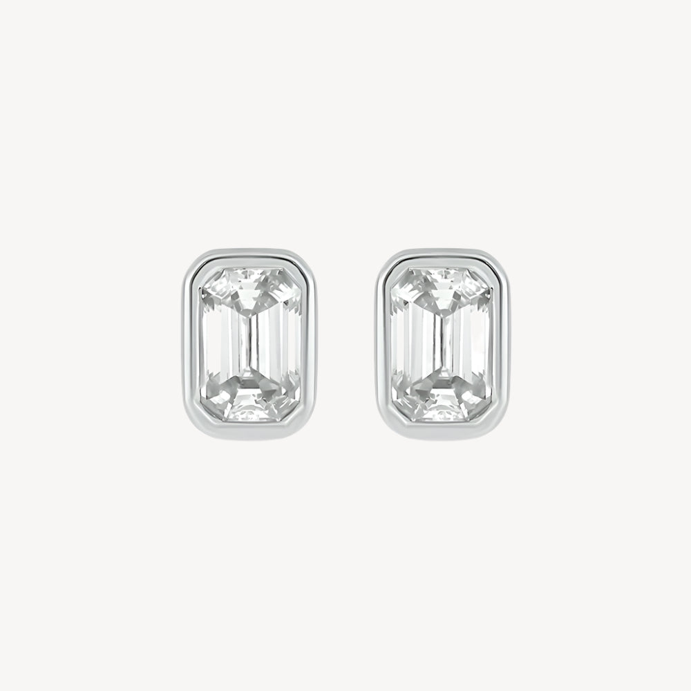0.6ct Bezel Rectangle Studs