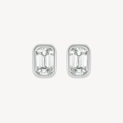 0.6ct Bezel Rectangle Studs