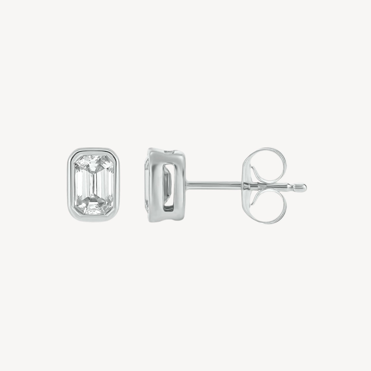 0.6ct Bezel Rectangle Studs