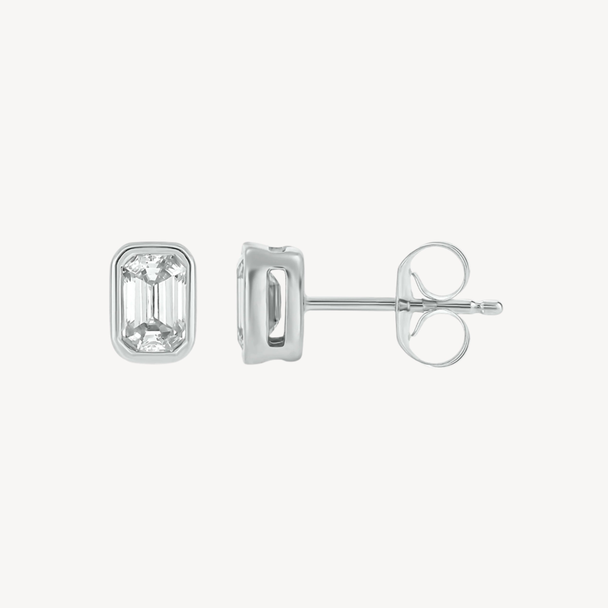 0.6ct Bezel Rectangle Studs