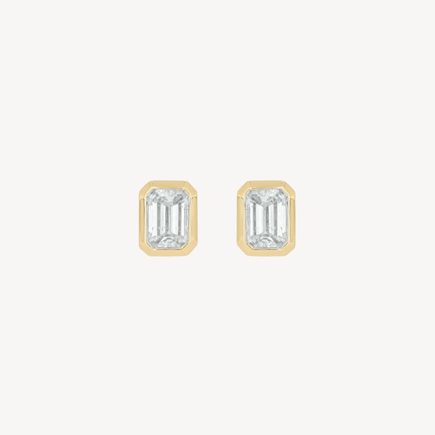 0.6ct Bezel Rectangle Studs