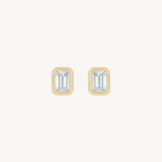 0.6ct Bezel Rectangle Studs