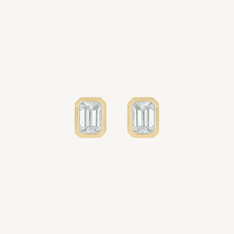 0.6ct Bezel Rectangle Studs