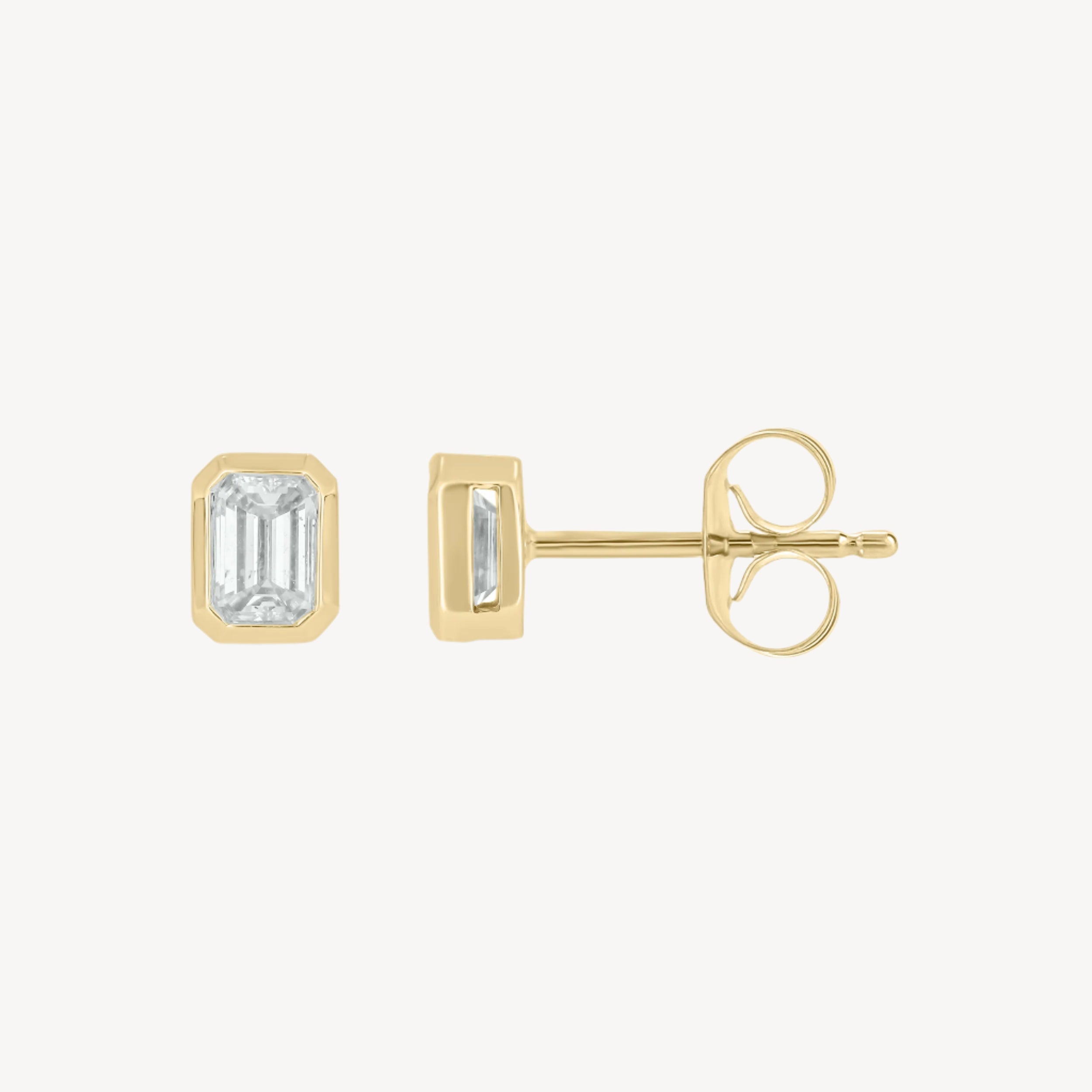 0.6ct Bezel Rectangle Studs