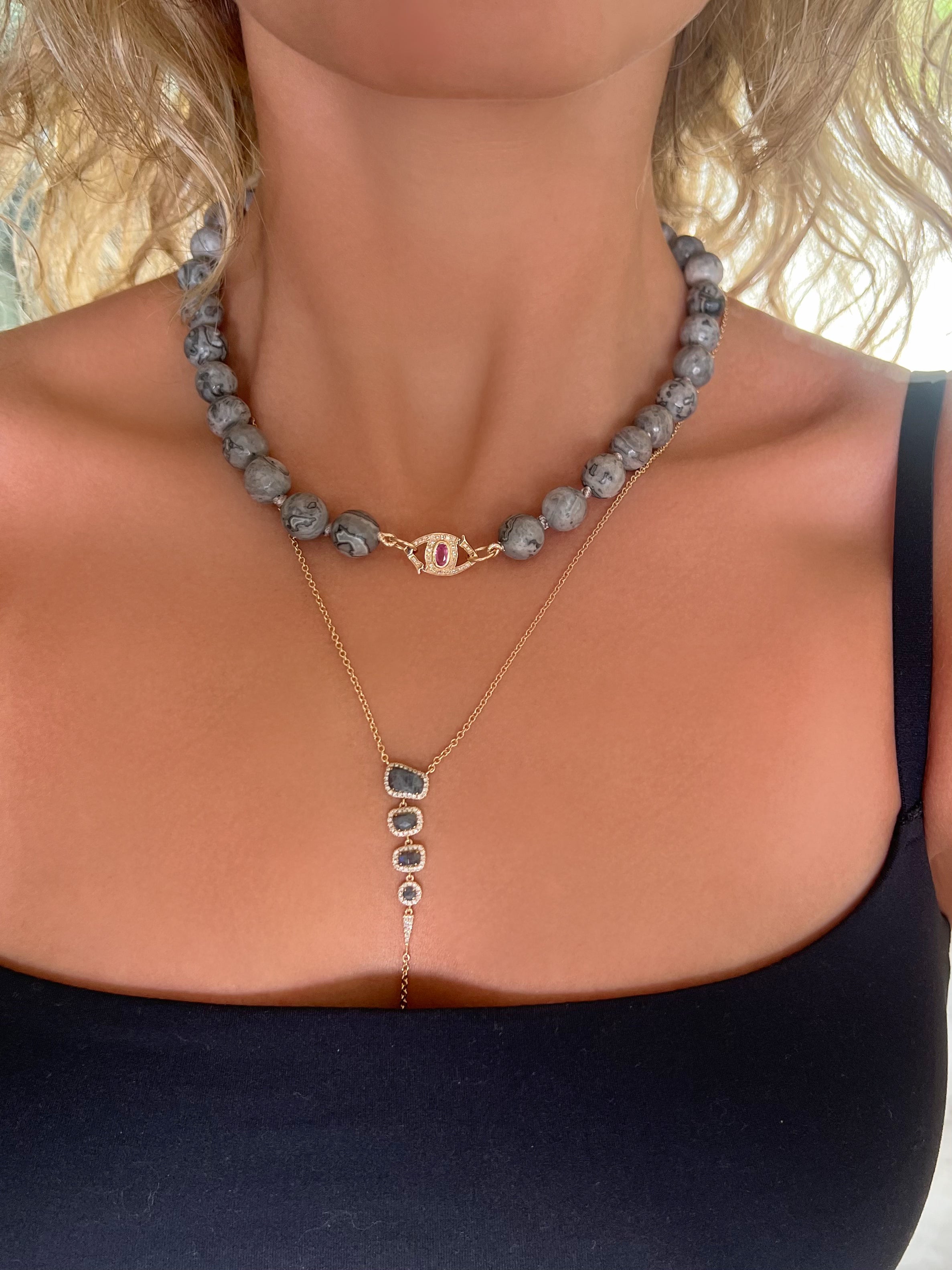 Crazy Lace Agate Beaded Necklace