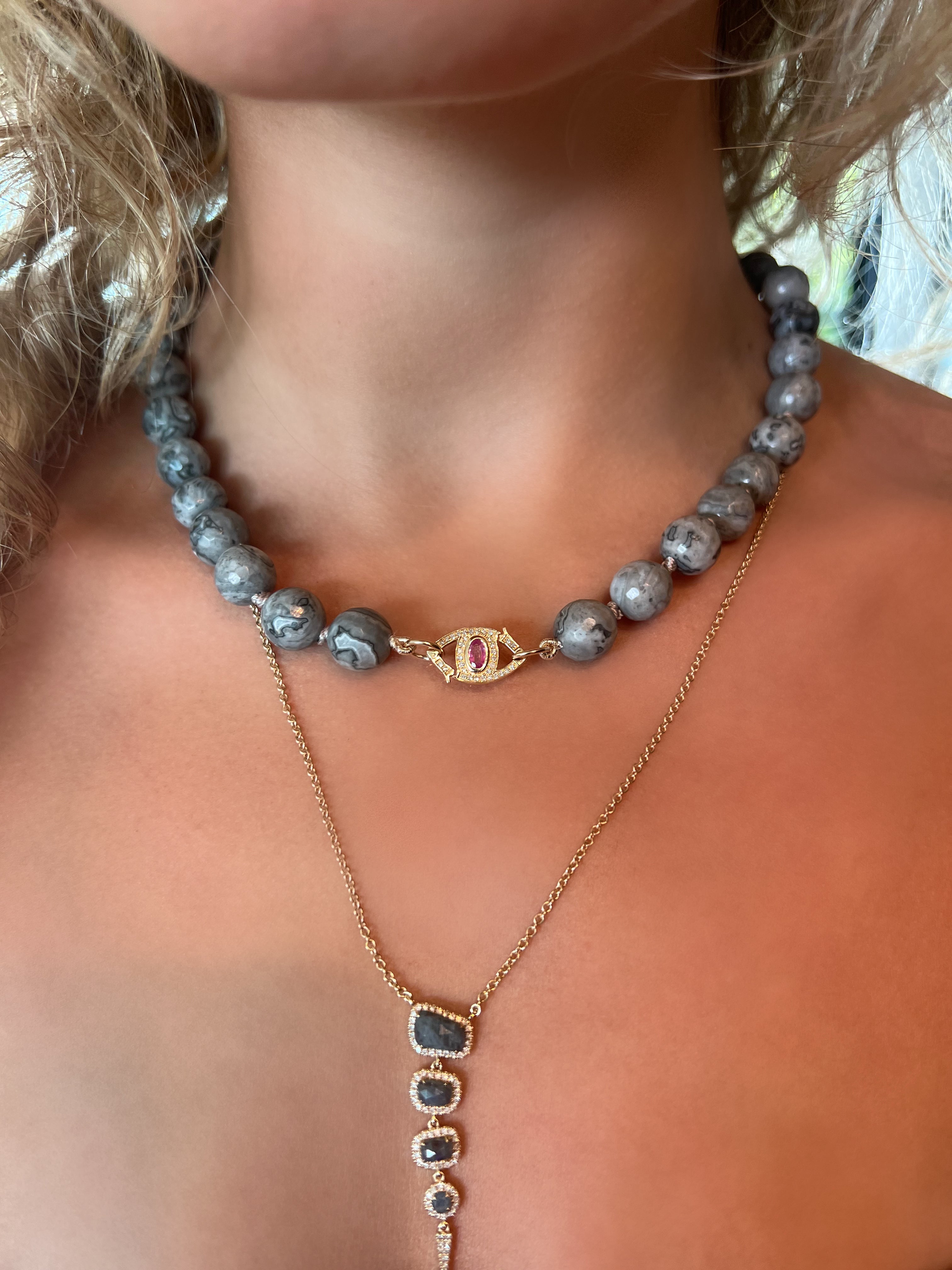 Crazy Lace Agate Beaded Necklace