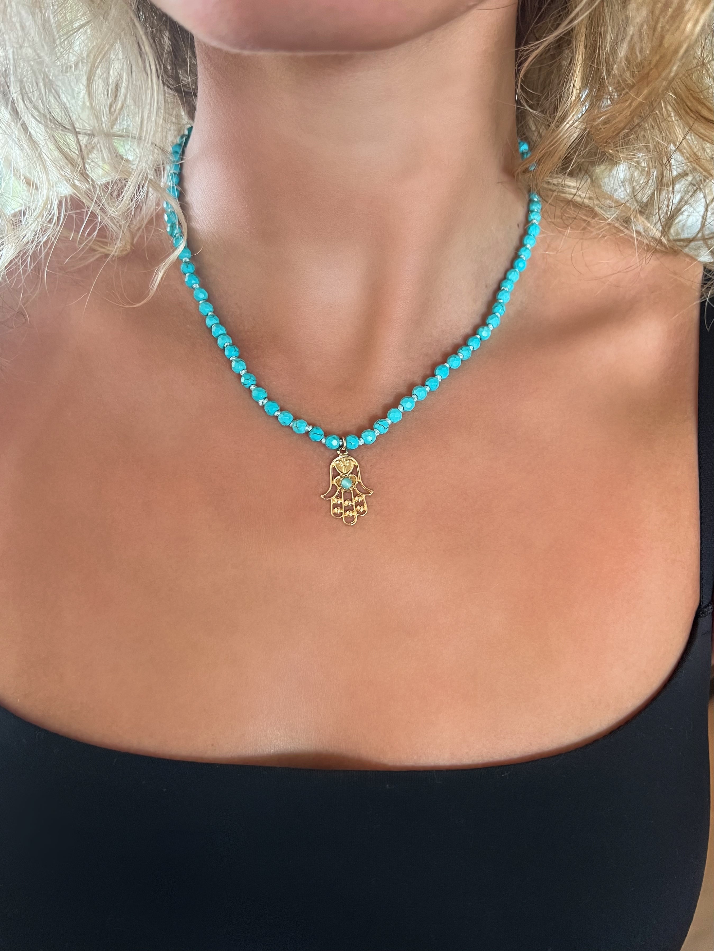 Circle Turquoise Beaded Necklace