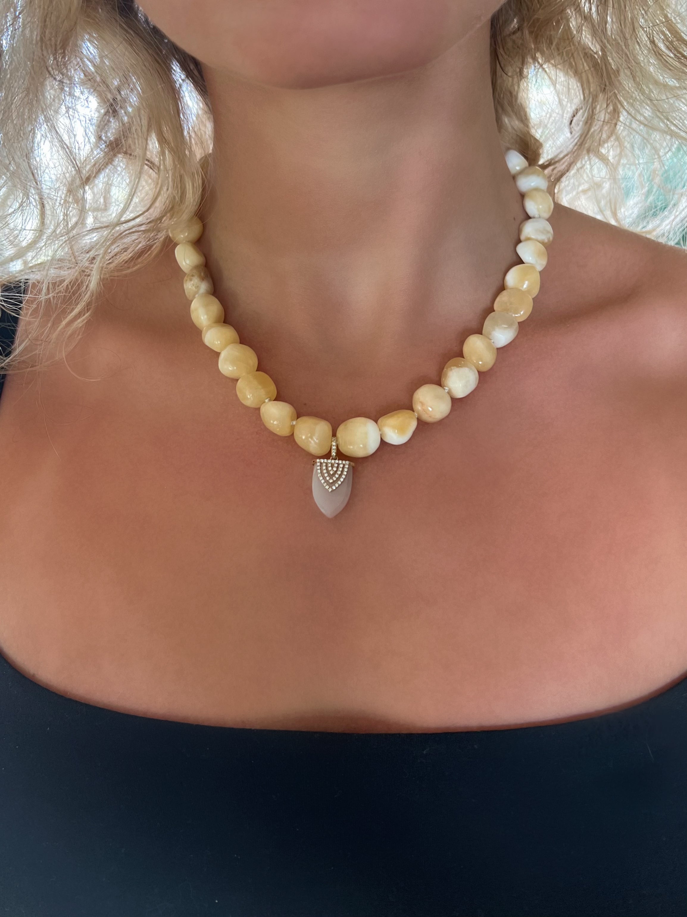 Yellow Opal Beaded Necklace
