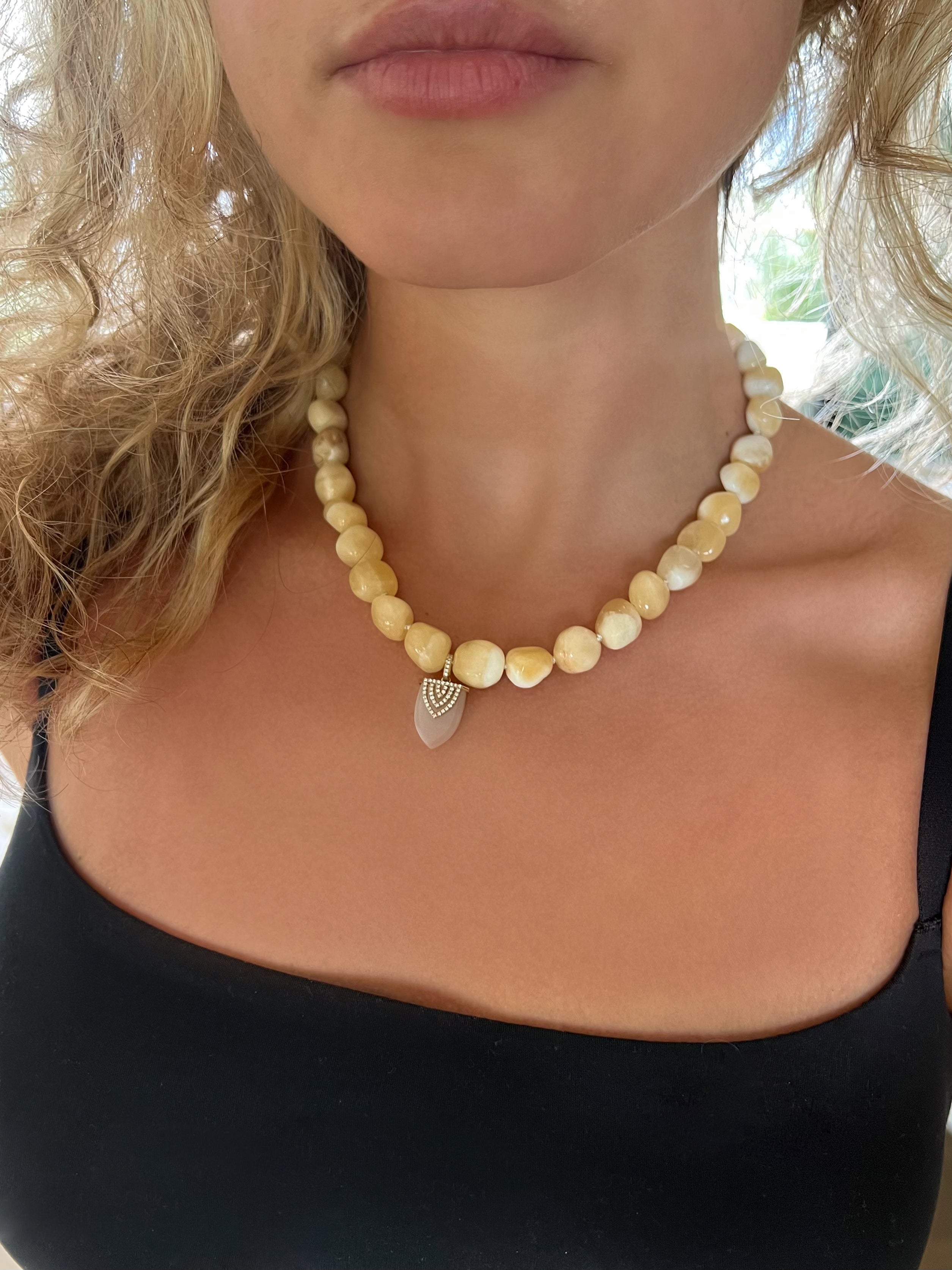 Yellow Opal Beaded Necklace