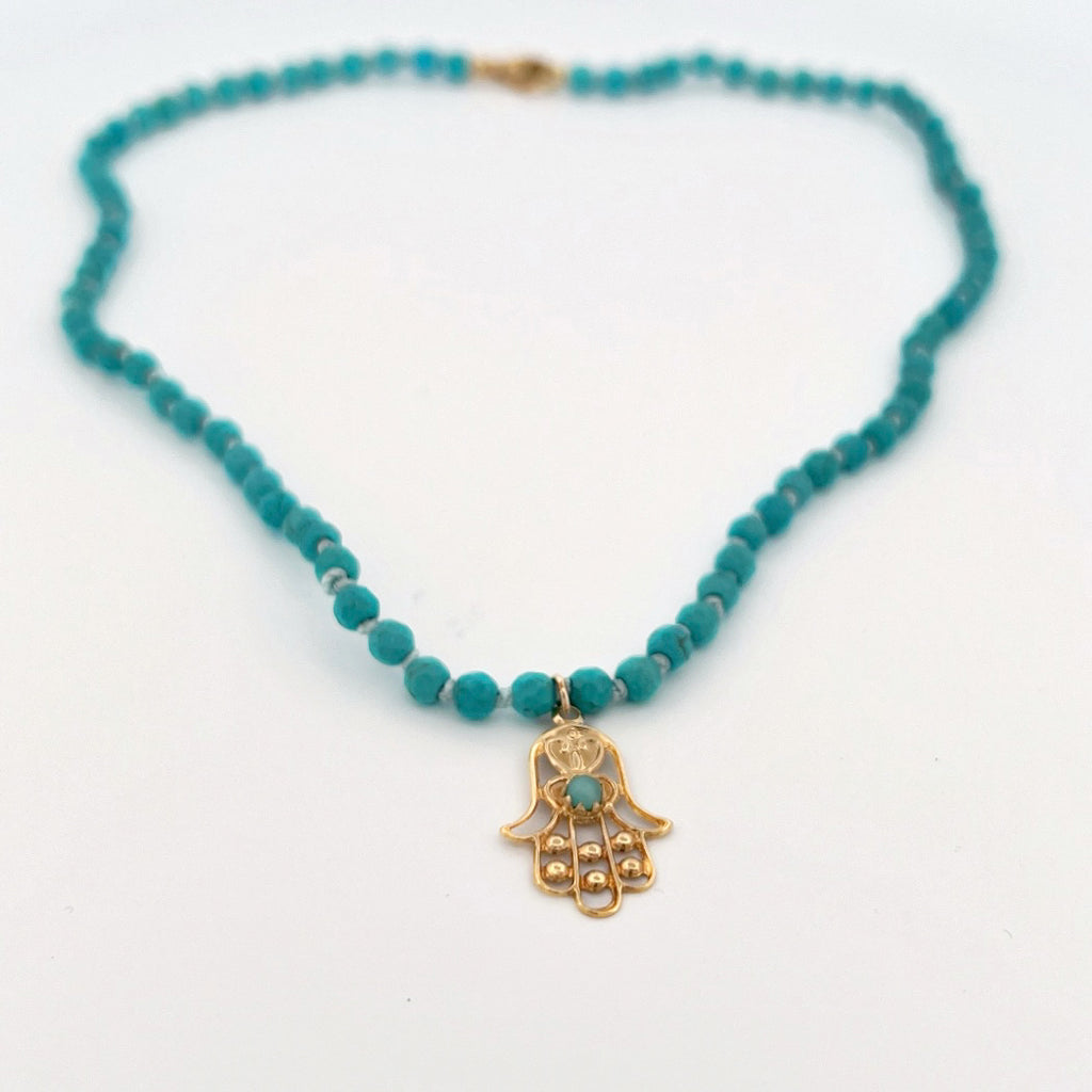 Circle Turquoise Beaded Necklace