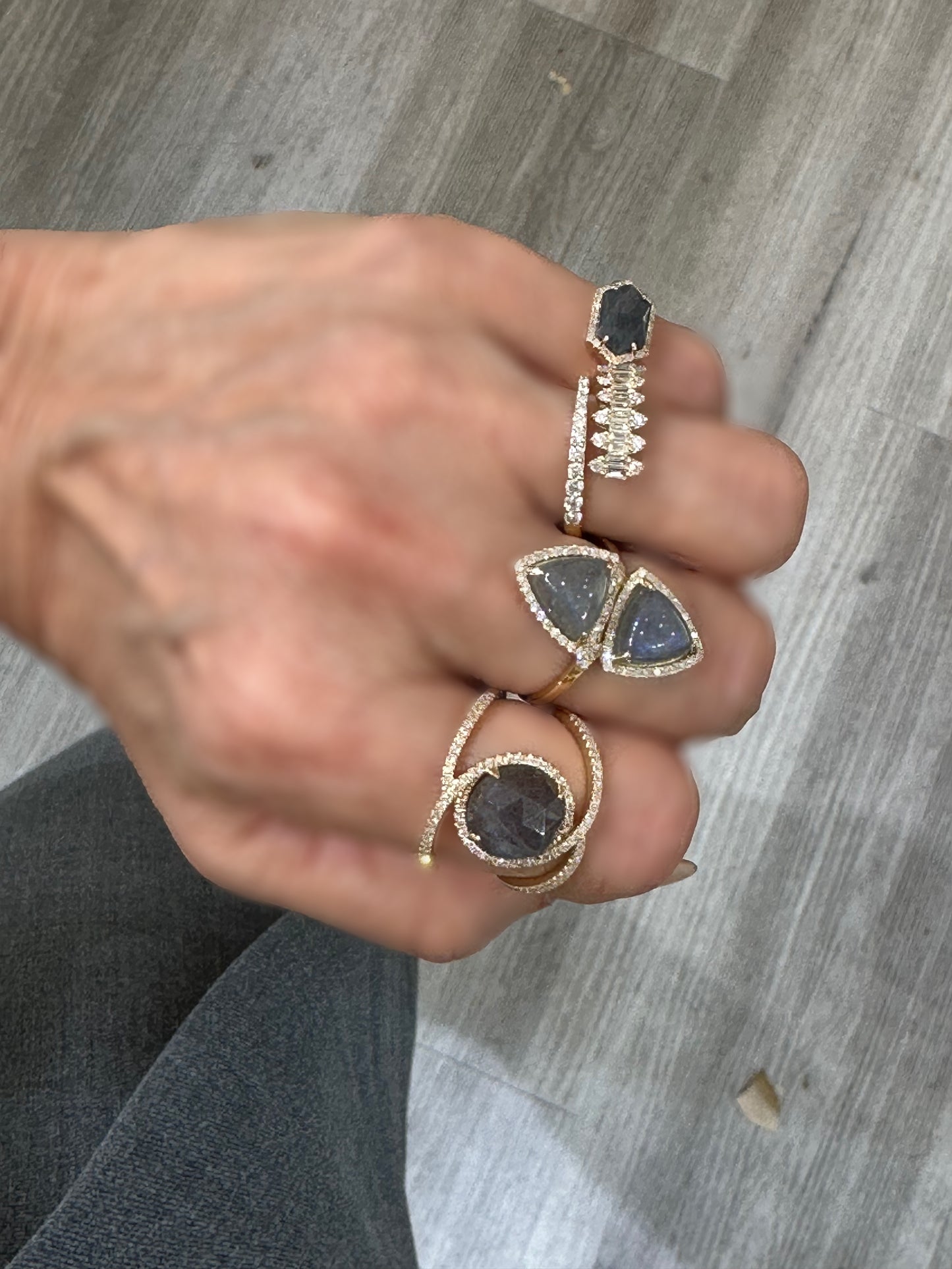 Labradorite Hexagon Pinky Ring