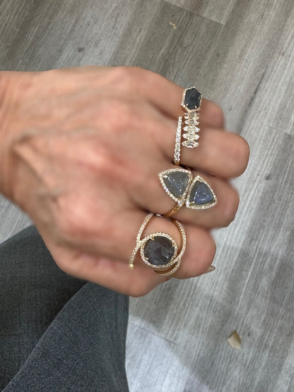 Labradorite Hexagon Pinky Ring