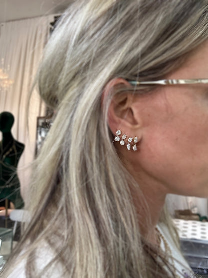 Pear-pear Dangle Studs