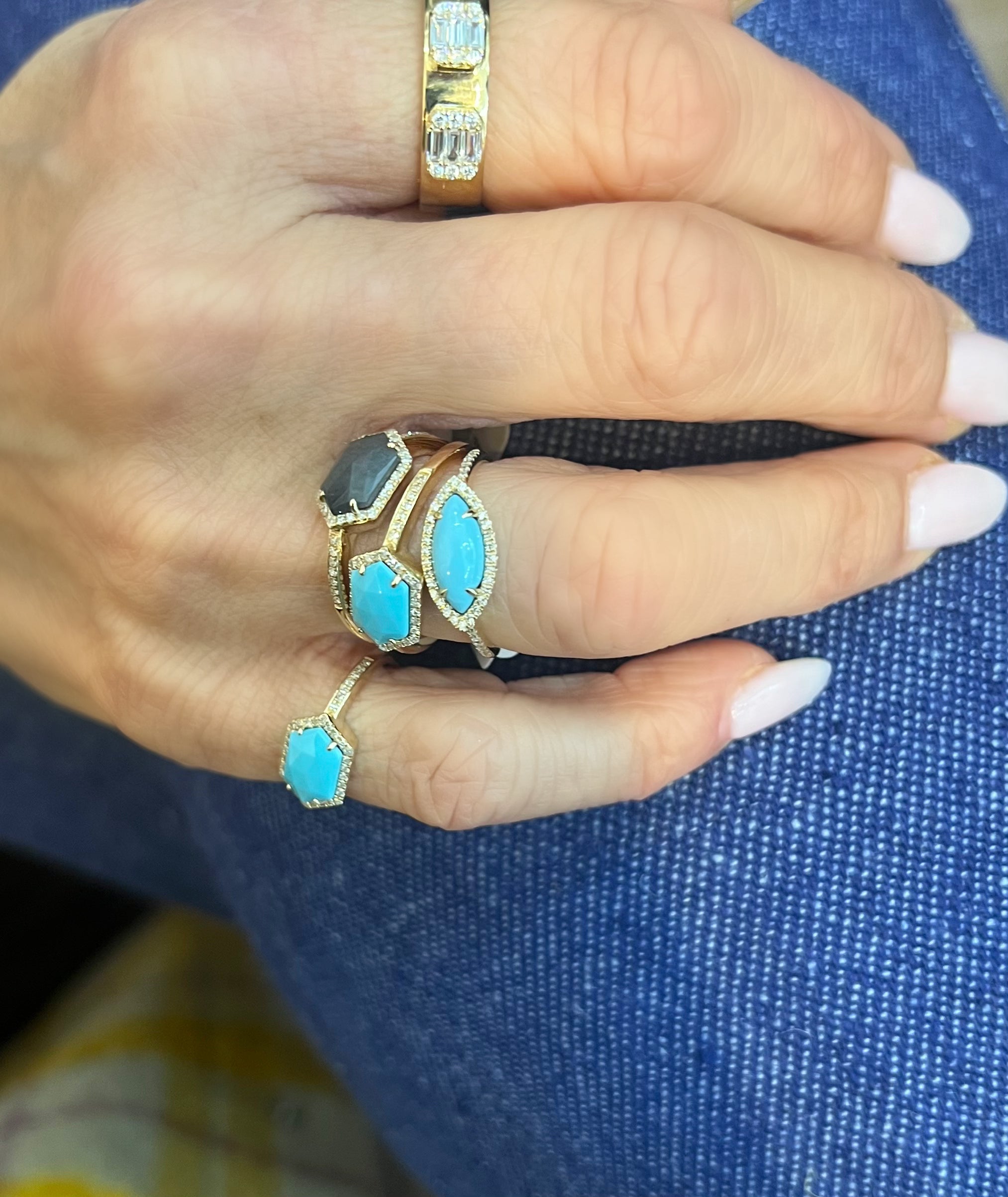 Turquoise Hexagon Pinky Ring