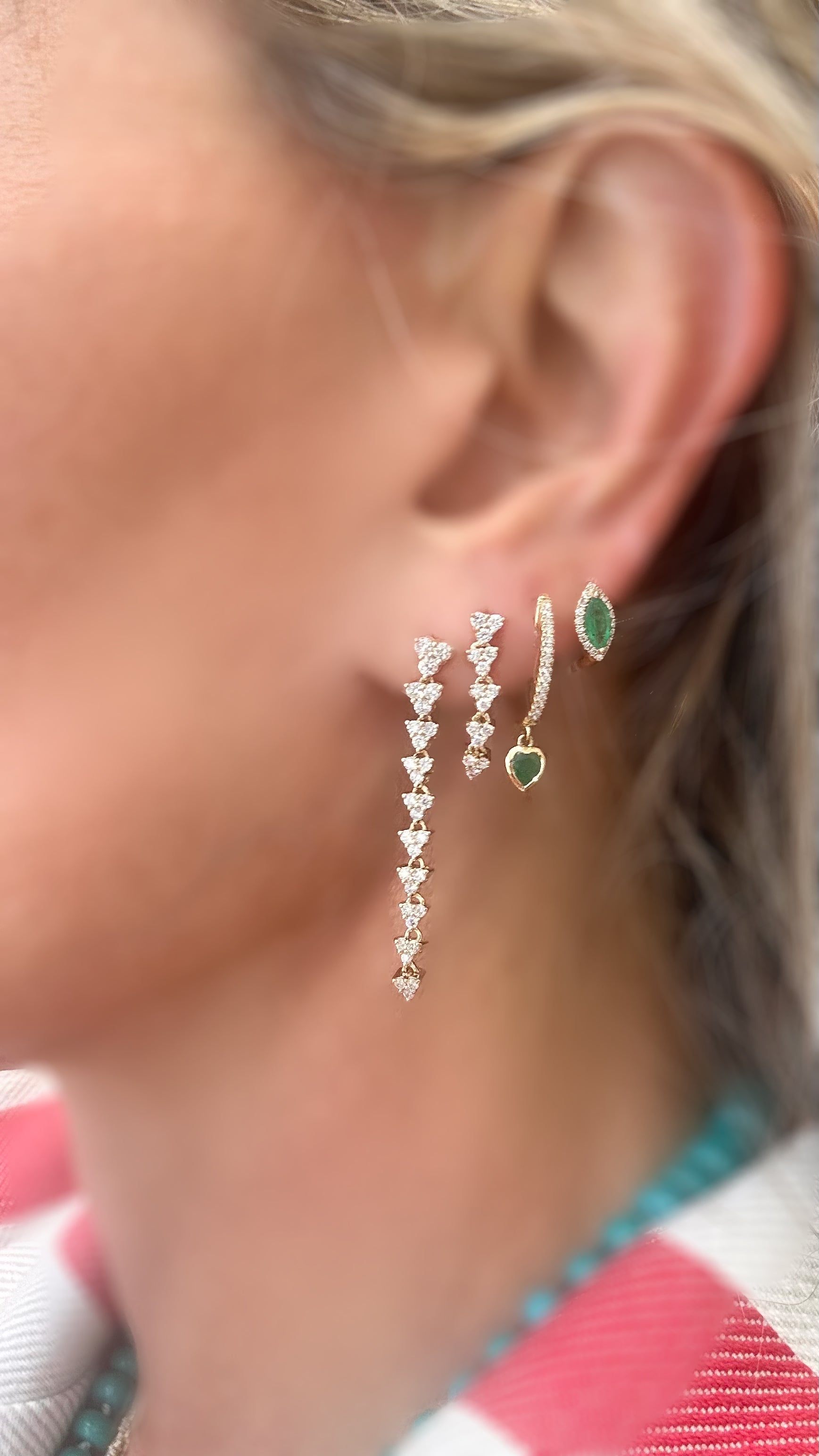 Pave Heartstone Hoops