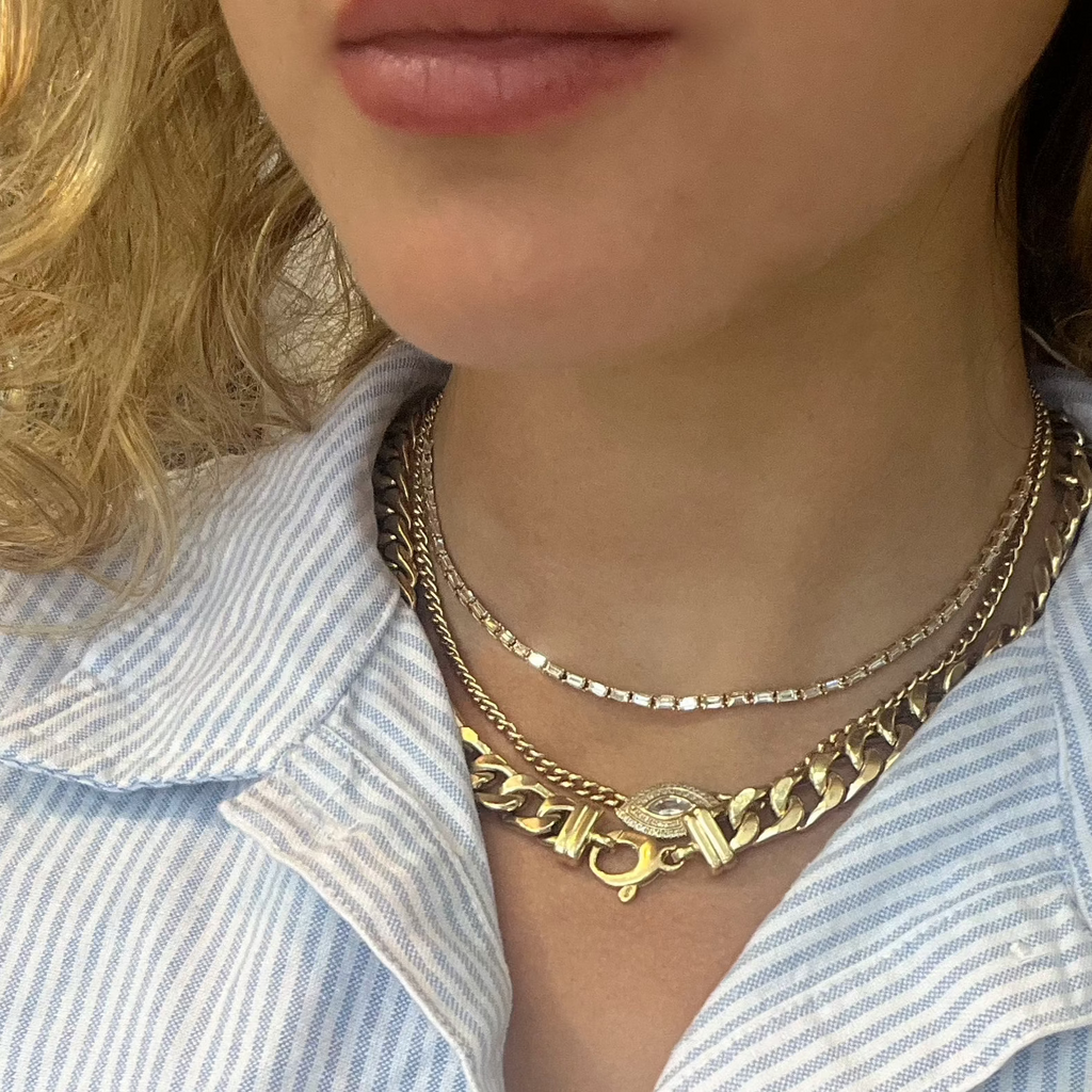 Halfway Baguette Tennis Necklace