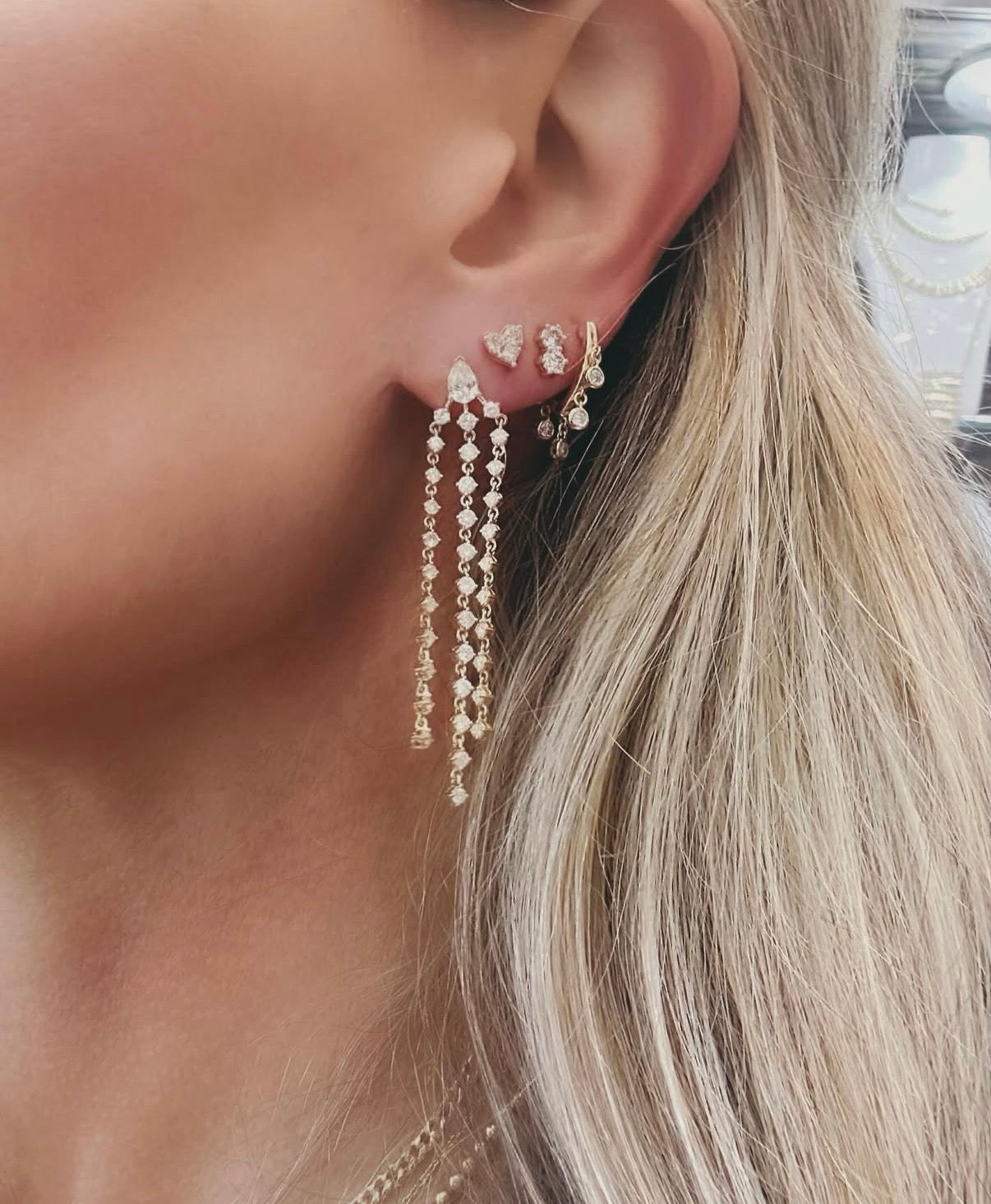 3 Diamond Heart Studs