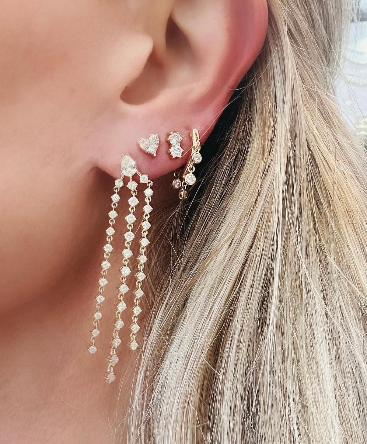 3 Diamond Heart Studs