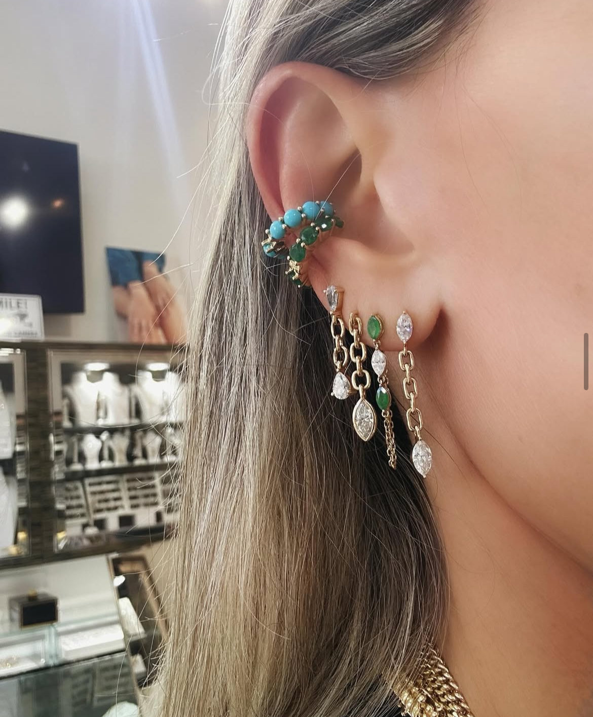 Emerald Ear Cuff