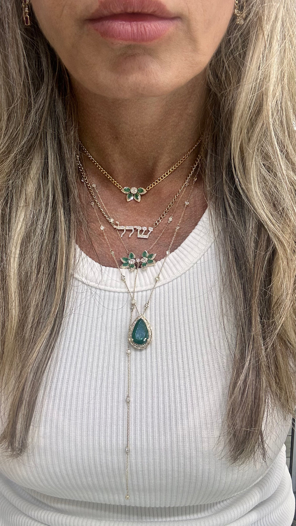 Emerald Flower Lariat
