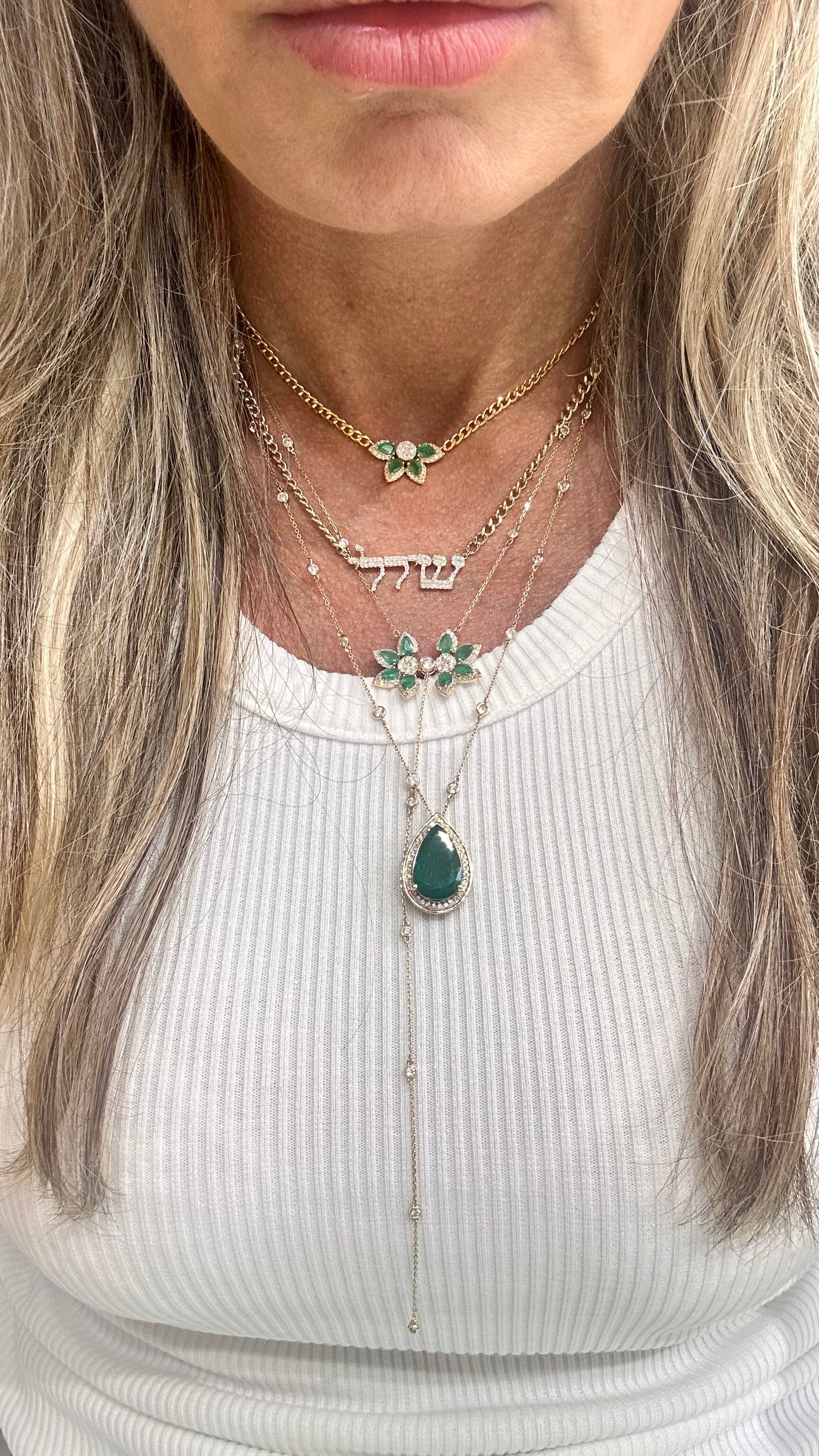 Emerald Flower Lariat
