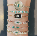 Marquise Emerald Evil Eye Chain Bracelet