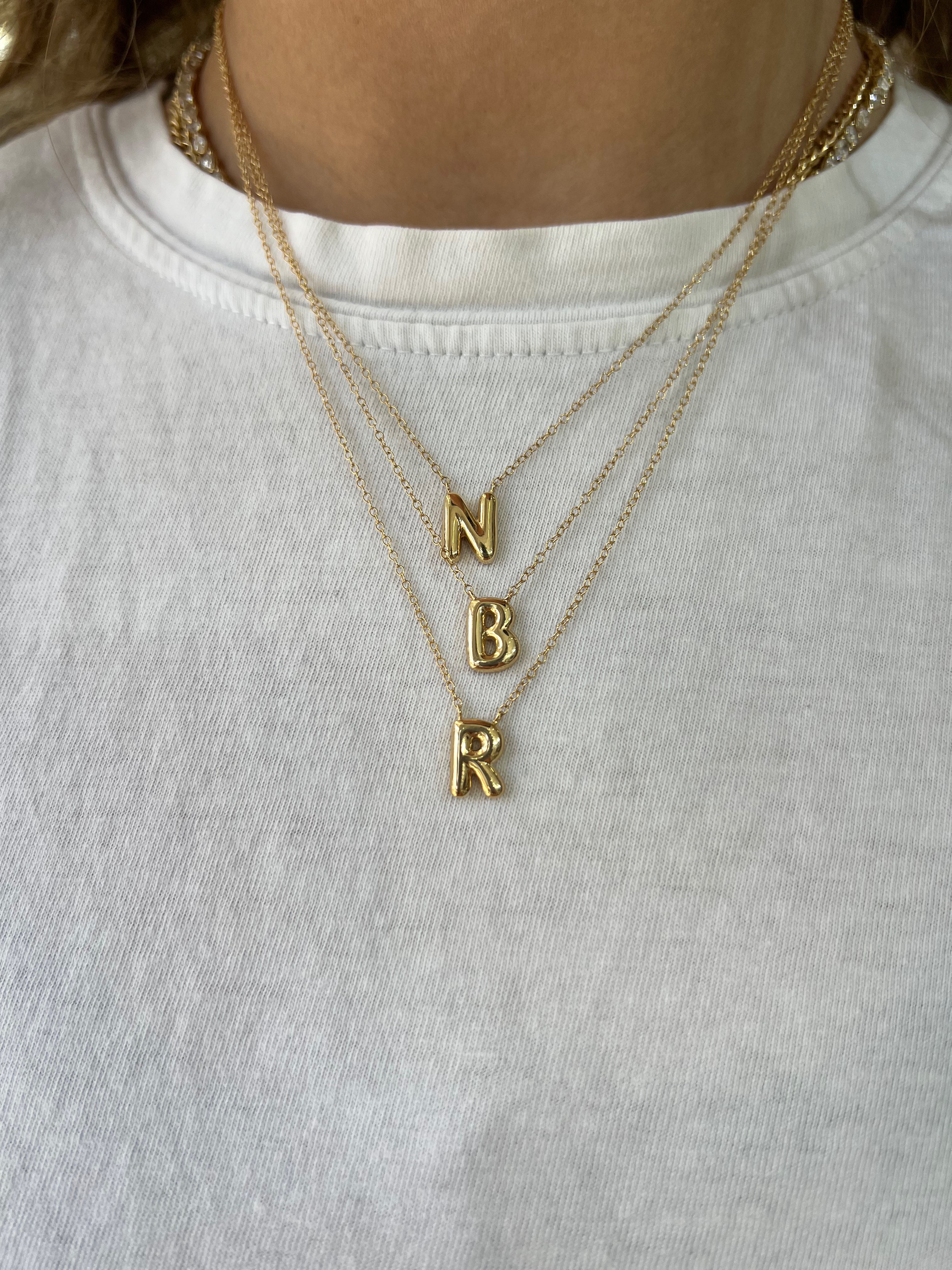 "M" Bubble Letter Necklace