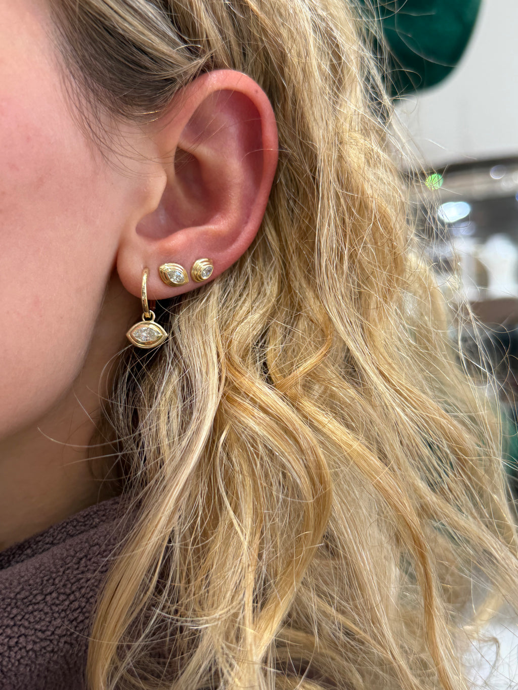 Bezel Marquise Hoops