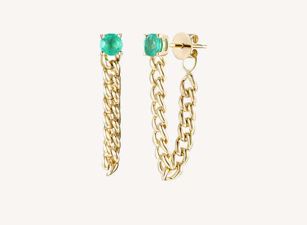 Round Emerald Ear Jackets