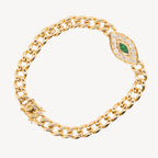Marquise Emerald Evil Eye Chain Bracelet