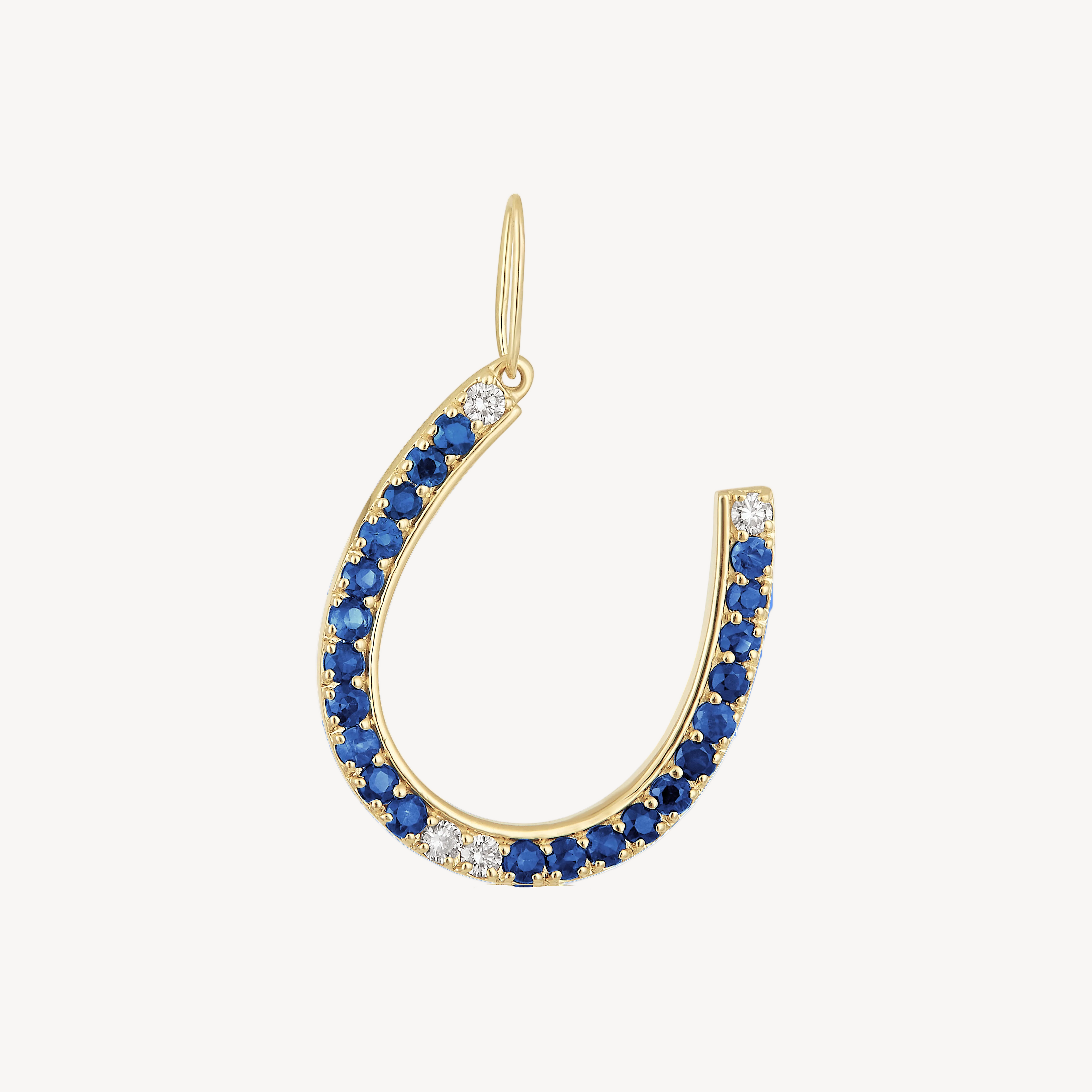Blue Sapphire Horseshoe Pendant