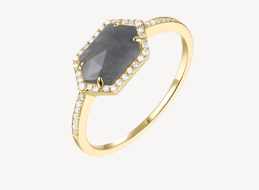 Labradorite Hexagon Ring