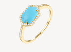 Turquoise Hexagon Pinky Ring