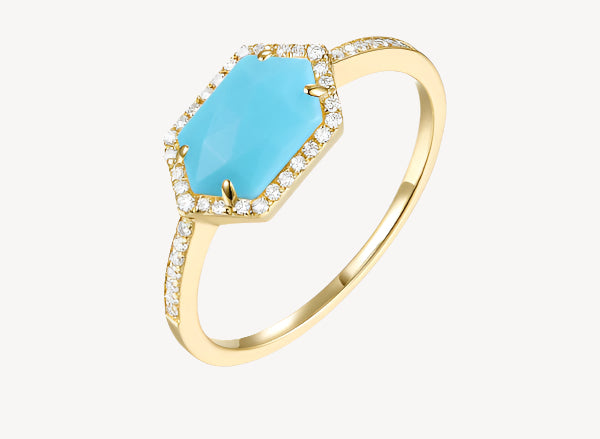 Turquoise Hexagon Pinky Ring