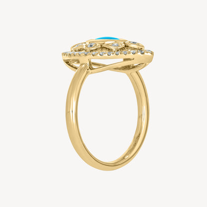 14KT Y Ring gw2.5 dw0.21 Turquoise Velma Pinky Ring