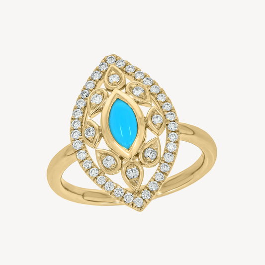 14KT Y Ring gw2.5 dw0.21 Turquoise Velma Pinky Ring