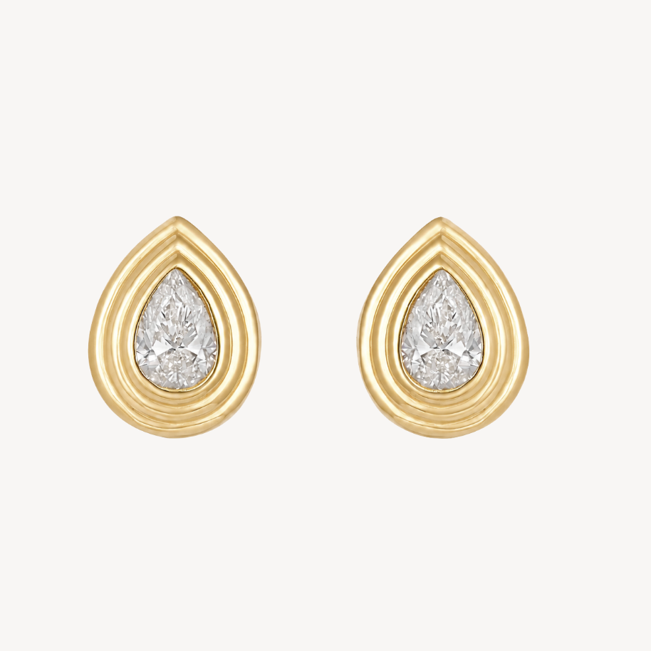 Pear Diamond Ripple Studs