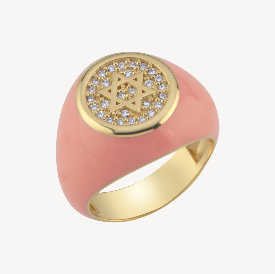 Pink Antique Star Pinky Ring