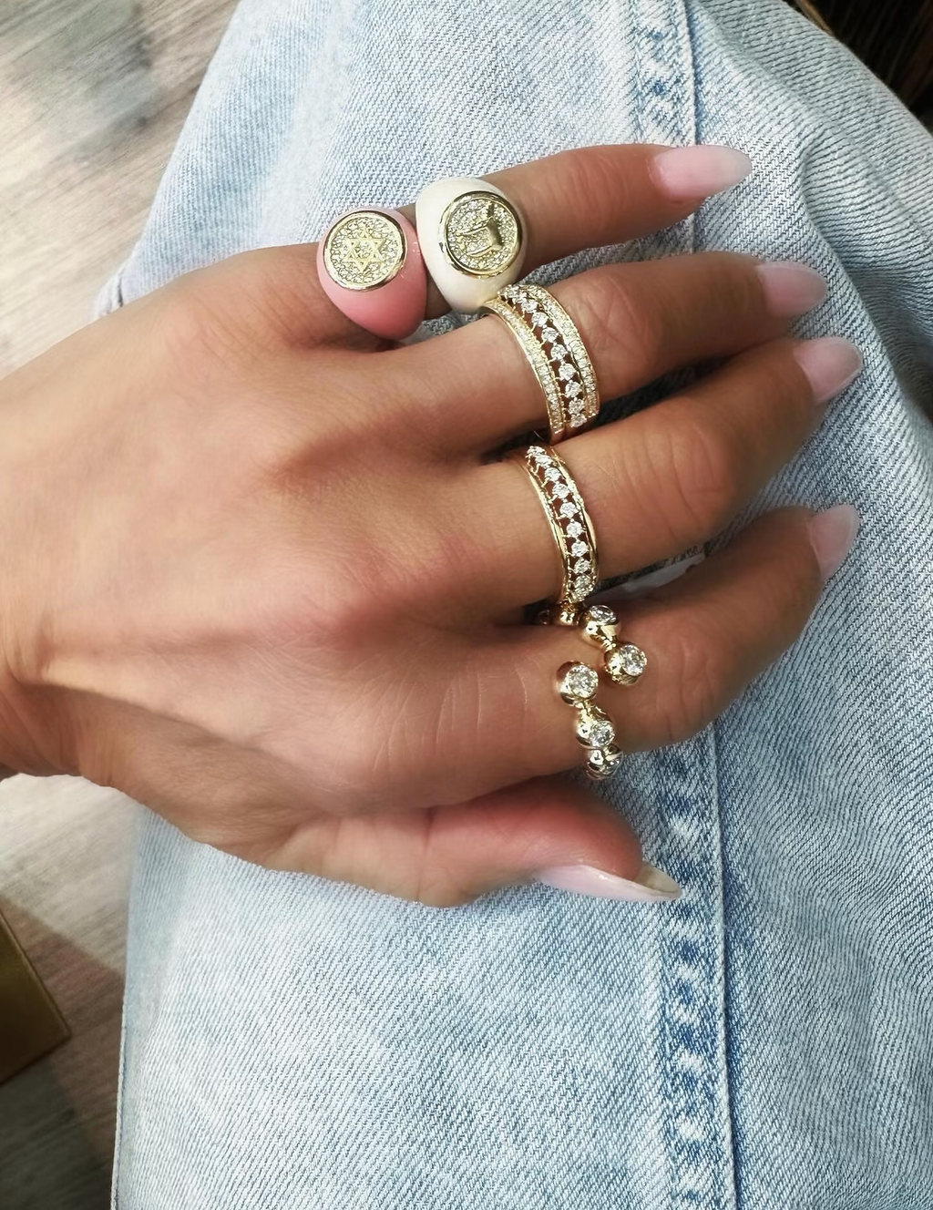 Pink Antique Star Pinky Ring
