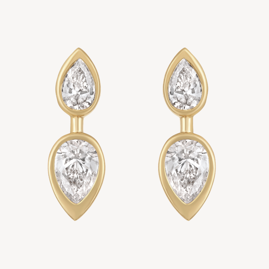 Bezel Twin Pear Earrings