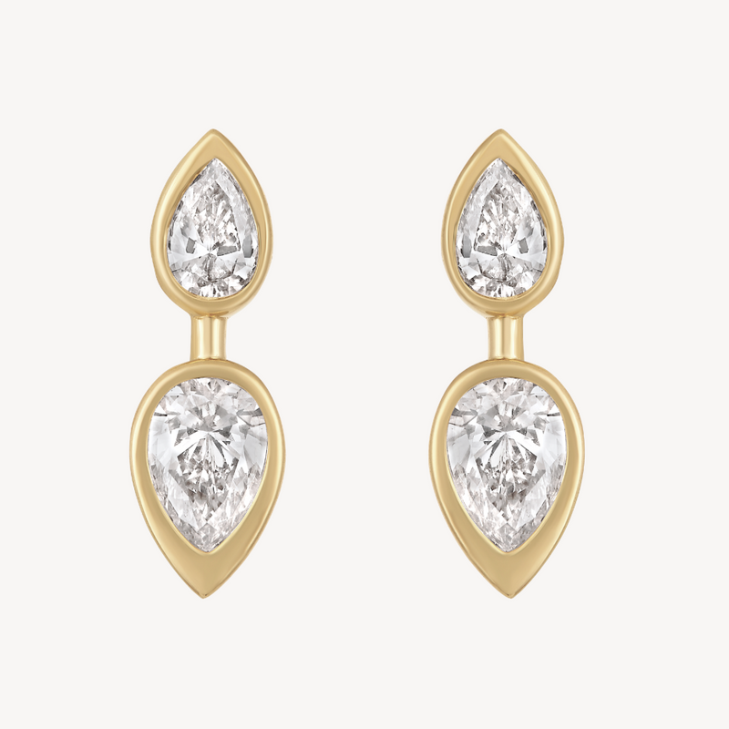 Bezel Twin Pear Earrings